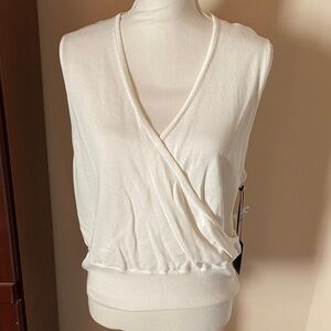 1. State Ivory Sleeveless Wrap Blouse